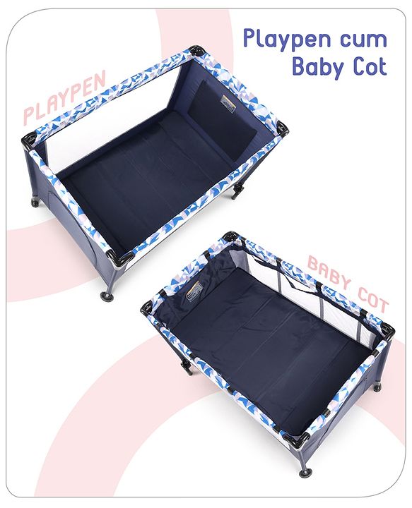 Babyhug Bouyant 3 in 1 Playpen cum Cot with Mosquito Net - Dark Blue