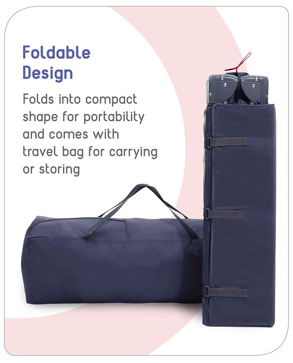 Babyhug Bouyant 3 in 1 Playpen cum Cot with Mosquito Net - Dark Blue