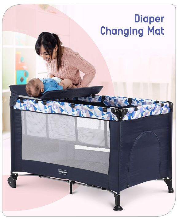 Babyhug Bouyant 3 in 1 Playpen cum Cot with Mosquito Net - Dark Blue