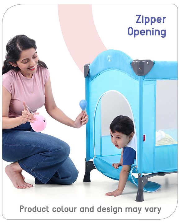Babyhug Bouyant 3 in 1 Playpen cum Cot with Mosquito Net - Dark Blue