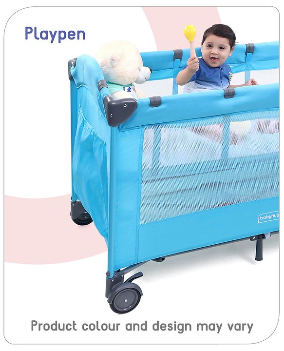 Babyhug Bouyant 3 in 1 Playpen cum Cot with Mosquito Net - Dark Blue