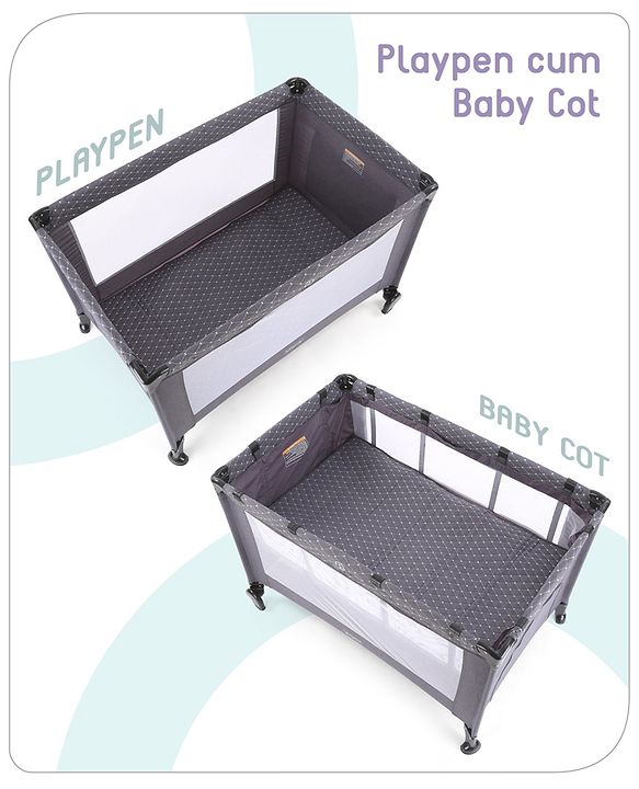 Babyhug Bouyant 3 in 1 Playpen cum Cot with Mosquito Net - Dark Blue