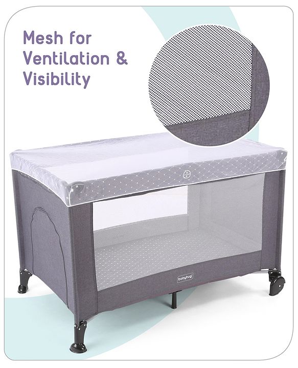 Babyhug Bouyant 3 in 1 Playpen cum Cot with Mosquito Net - Dark Blue