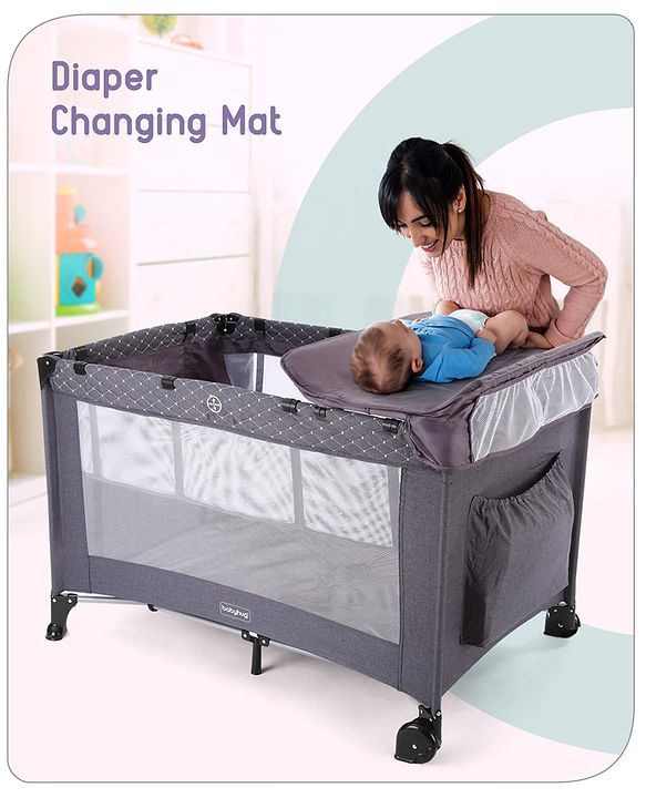 Babyhug Bouyant 3 in 1 Playpen cum Cot with Mosquito Net - Dark Blue