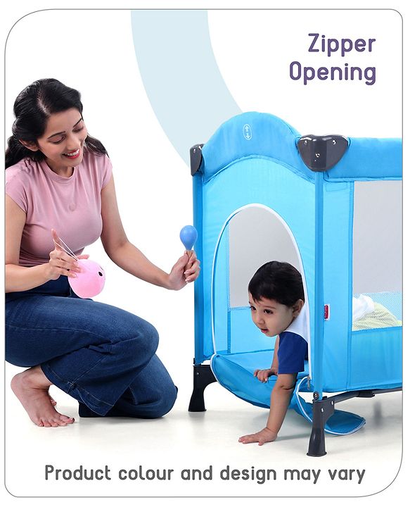 Babyhug Bouyant 3 in 1 Playpen cum Cot with Mosquito Net - Dark Blue