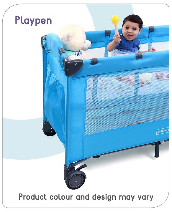 Babyhug Bouyant 3 in 1 Playpen cum Cot with Mosquito Net - Dark Blue