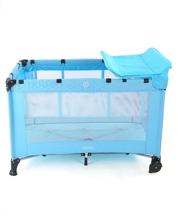 Babyhug Bouyant 3 in 1 Playpen cum Cot with Mosquito Net - Dark Blue
