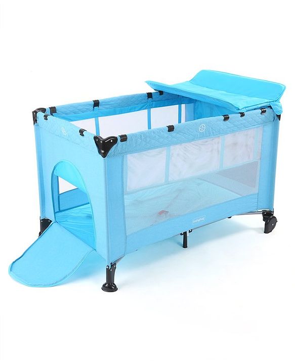 Babyhug Bouyant 3 in 1 Playpen cum Cot with Mosquito Net - Dark Blue