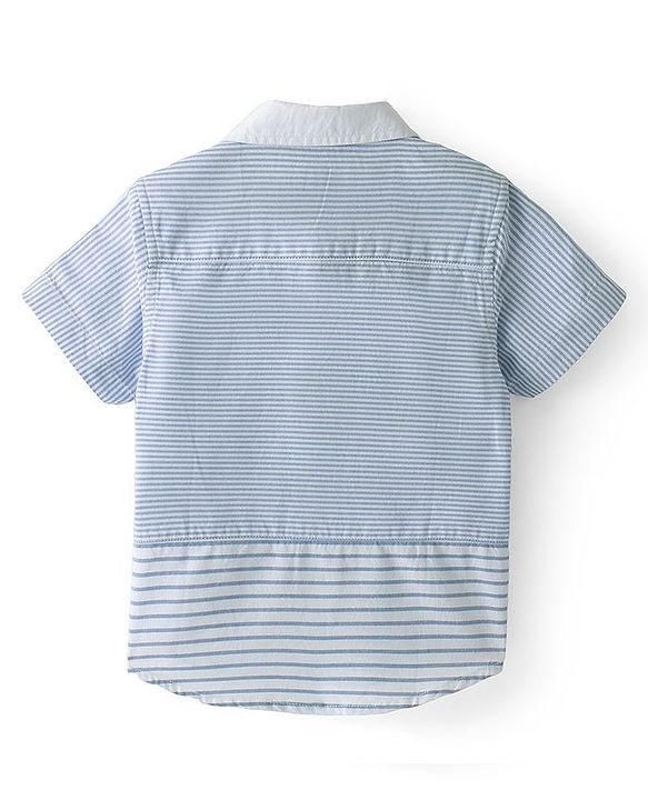 Babyhug Cotton Half Sleeve Striped Shirt -  Blue