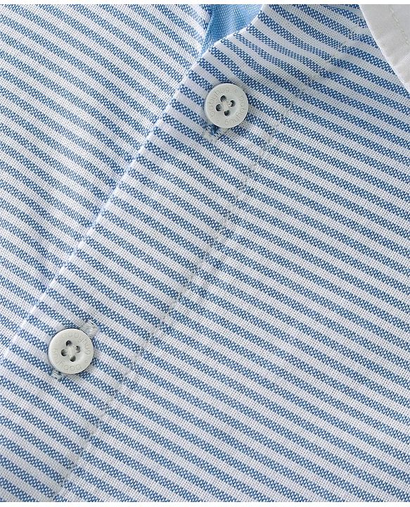 Babyhug Cotton Half Sleeve Striped Shirt -  Blue