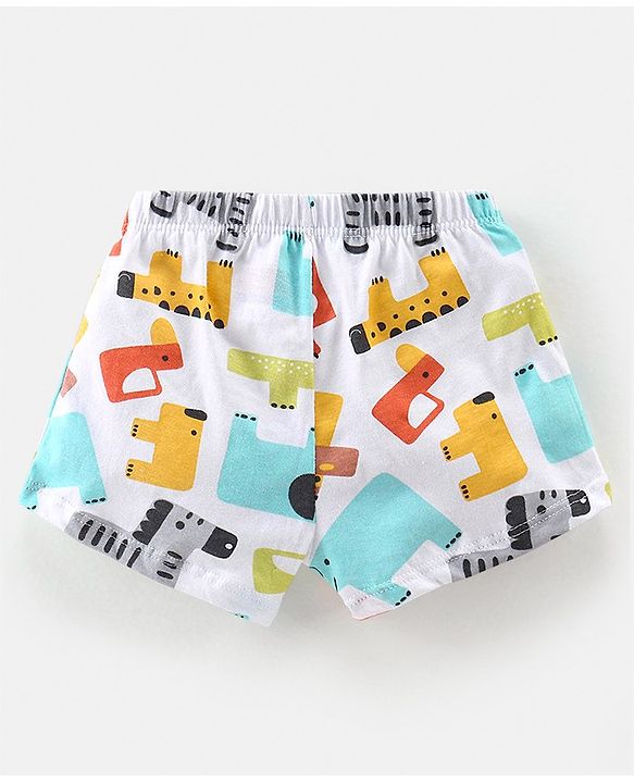 Babyhug 100% Cotton Antibacterial Trunks Wild Animal Print Pack of 3 -Multicolour