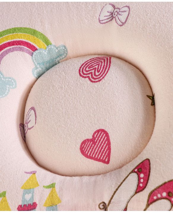 Babyhug Premium Rectangular Memory Foam Head Shaping Baby Pillow Princess Castle Theme- Pink| Prevents Flat-Head Syndrome| Firm and Supportive| Supports Neck and Shoulders| Soft Breathable Fabric| Washable| Travel Friendly| Suitable for New Born