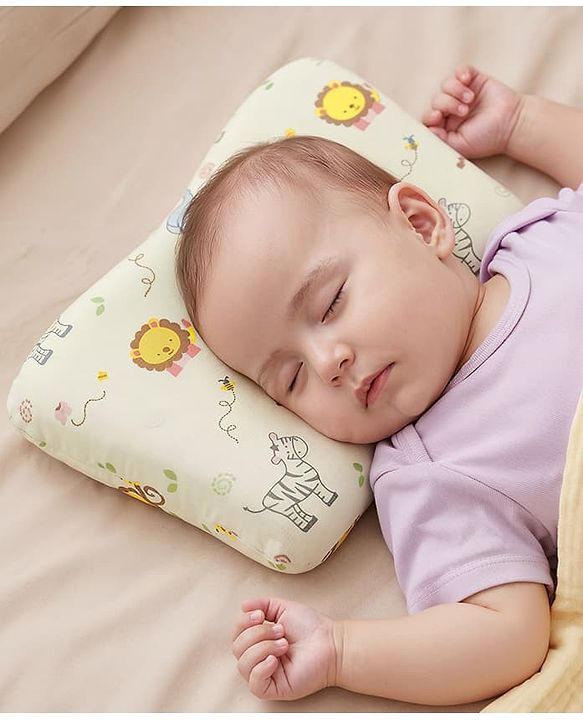 Babyhug Premium Rectangular Memory Foam Head Shaping Baby Pillow Princess Castle Theme- Pink| Prevents Flat-Head Syndrome| Firm and Supportive| Supports Neck and Shoulders| Soft Breathable Fabric| Washable| Travel Friendly| Suitable for New Born