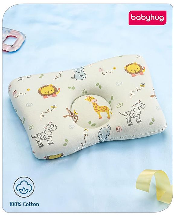 Babyhug Premium Rectangular Memory Foam Head Shaping Baby Pillow Princess Castle Theme- Pink| Prevents Flat-Head Syndrome| Firm and Supportive| Supports Neck and Shoulders| Soft Breathable Fabric| Washable| Travel Friendly| Suitable for New Born