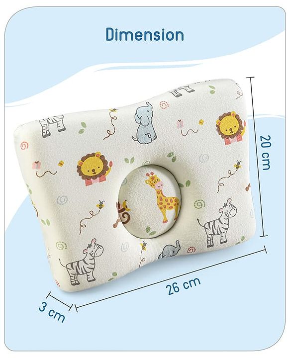 Babyhug Premium Rectangular Memory Foam Head Shaping Baby Pillow Princess Castle Theme- Pink| Prevents Flat-Head Syndrome| Firm and Supportive| Supports Neck and Shoulders| Soft Breathable Fabric| Washable| Travel Friendly| Suitable for New Born