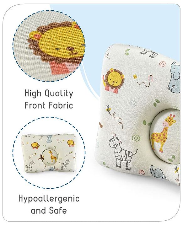 Babyhug Premium Rectangular Memory Foam Head Shaping Baby Pillow Princess Castle Theme- Pink| Prevents Flat-Head Syndrome| Firm and Supportive| Supports Neck and Shoulders| Soft Breathable Fabric| Washable| Travel Friendly| Suitable for New Born