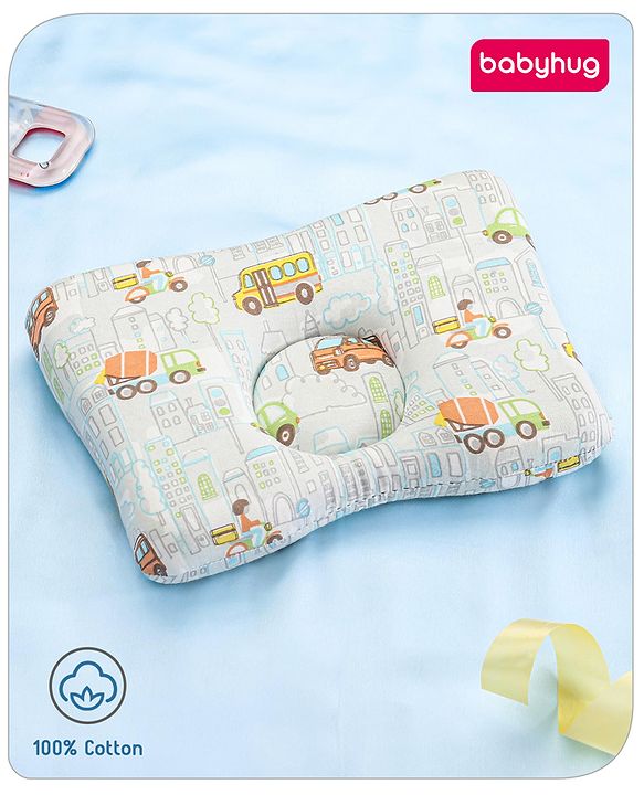 Babyhug Premium Rectangular Memory Foam Head Shaping Baby Pillow Princess Castle Theme- Pink| Prevents Flat-Head Syndrome| Firm and Supportive| Supports Neck and Shoulders| Soft Breathable Fabric| Washable| Travel Friendly| Suitable for New Born