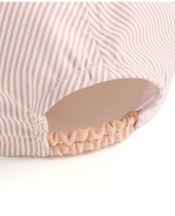 Babyhug Cotton Blend Woven Summer Cap Teddy Theme Striped -  Beige