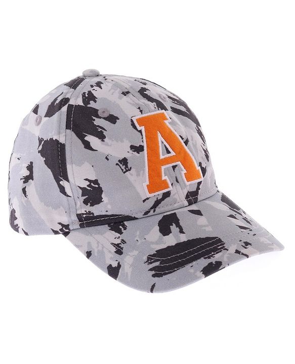 Pine Kids Cotton Blend Woven Summer Cap Camouflage & Alphabet Print Grey - Diameter 52 cm