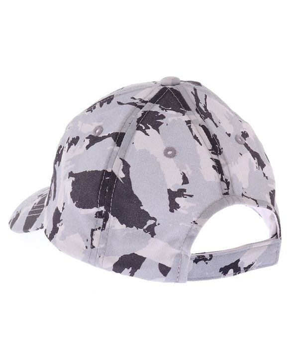 Pine Kids Cotton Blend Woven Summer Cap Camouflage & Alphabet Print Grey - Diameter 52 cm