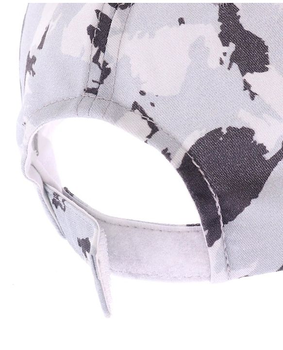 Pine Kids Cotton Blend Woven Summer Cap Camouflage & Alphabet Print Grey - Diameter 52 cm