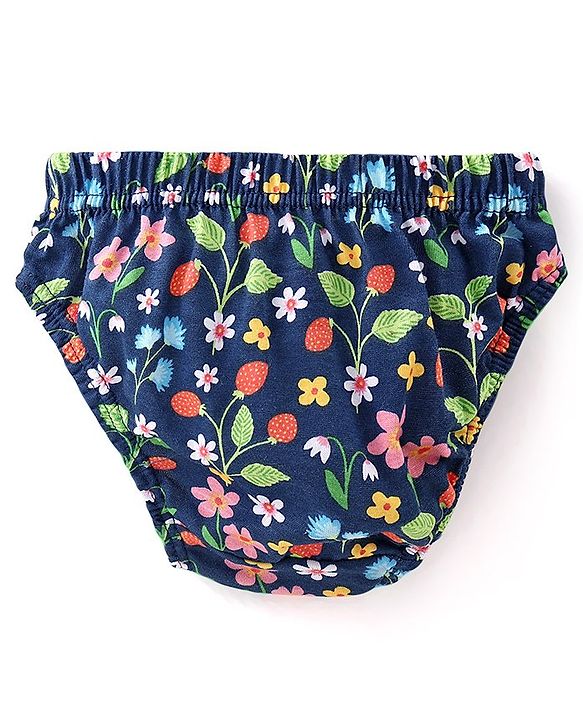 Babyhug 100% Cotton Antibacterial Panties With Floral Print Pack of 3 - Multicolour