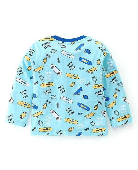 Babyhug 100% Cotton Knit Full Sleeves T-Shirt With Skateboard Graphics Pack Of 3 - Multicolour