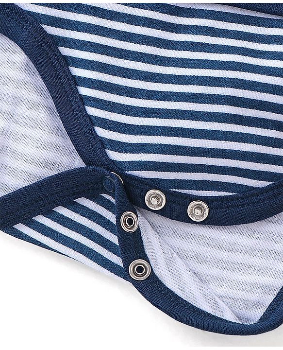 Babyhug 100% Cotton Half Sleeves Onesie Animal Patch - Navy Blue