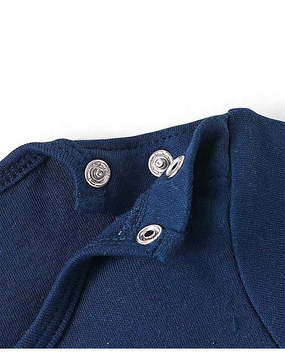 Babyhug 100% Cotton Half Sleeves Onesie Animal Patch - Navy Blue