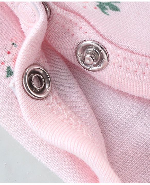 Babyhug Interlock 100% Cotton Knit Sleeveless  Onesies Floral Print - Pink
