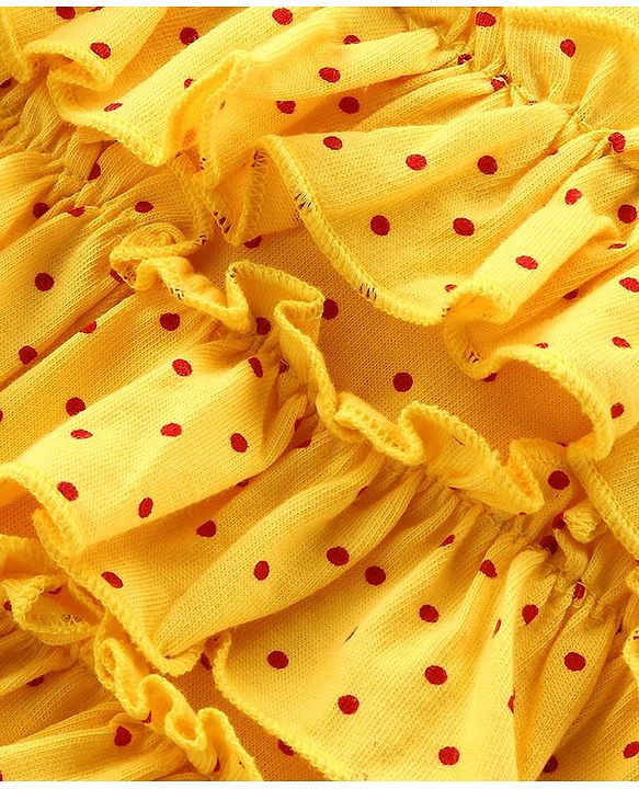 Babyhug 100% Cotton Singlet Sleeves Onesies With Polka Dots - Yellow