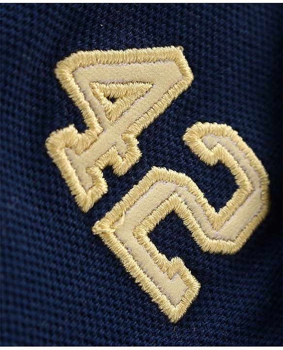 Babyhug Interlock Knit Full Sleeves Romper Soccer Ball Patch - Navy Blue