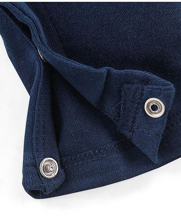 Babyhug Cotton Knit Full Sleeves Party Romper With Stripe  - Navy Blue