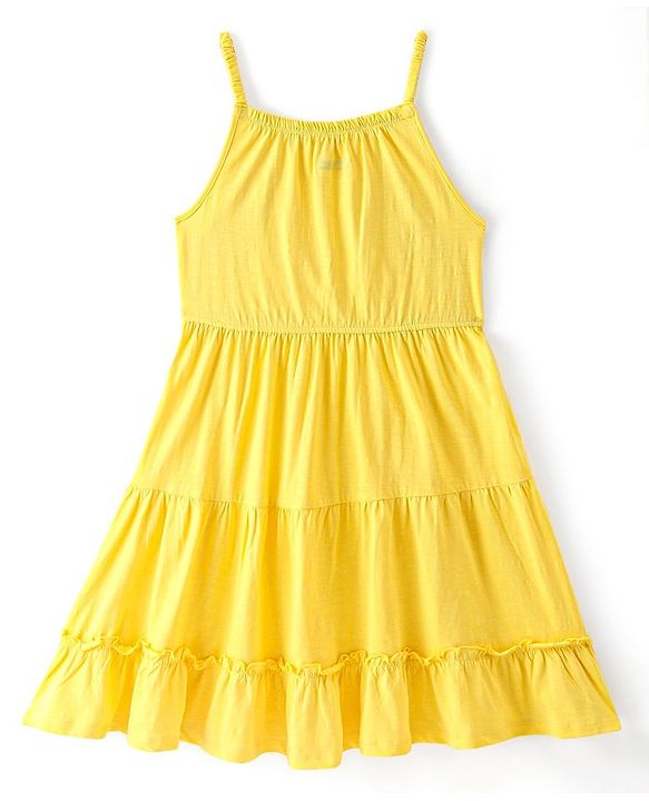 Pine Kids 100% Cotton Knit Sleeveless Frock Floral Print - Aspen Gold