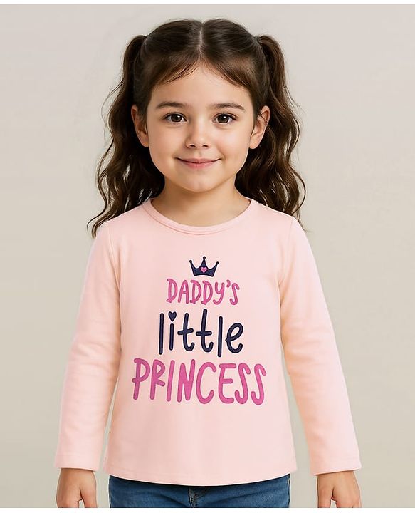 Babyhug 100% Cotton Knit Full Sleeves T-Shirt Text Graphics - Pink