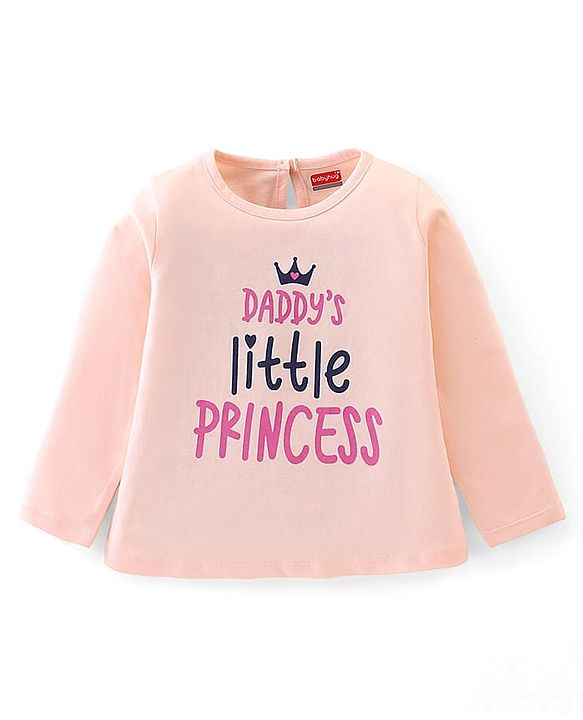 Babyhug 100% Cotton Knit Full Sleeves T-Shirt Text Graphics - Pink
