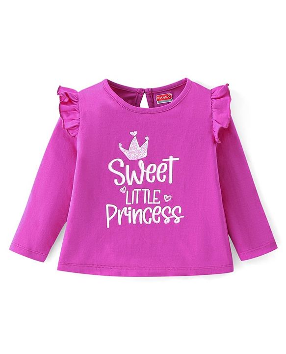 Babyhug Cotton Knit Full Sleeves Text Print T-Shirts Pack of 3 - Pink Purple & Blue