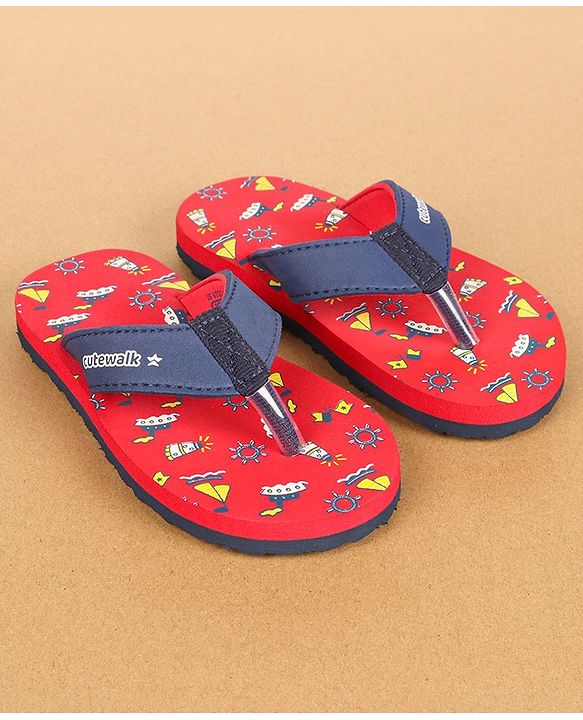Cute Walk by Babyhug Slip On Flip Flops  - Red