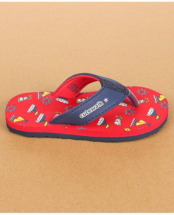 Cute Walk by Babyhug Slip On Flip Flops  - Red