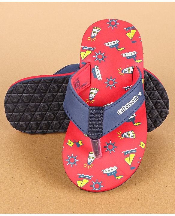 Cute Walk by Babyhug Slip On Flip Flops  - Red