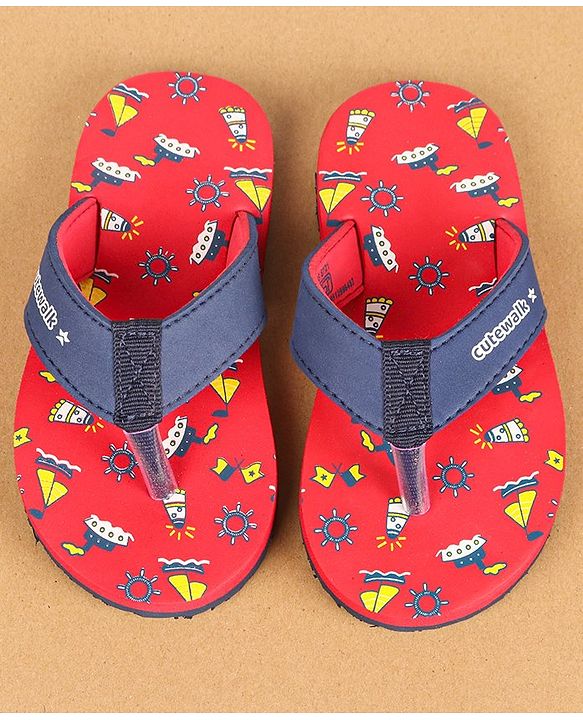 Cute Walk by Babyhug Slip On Flip Flops  - Red