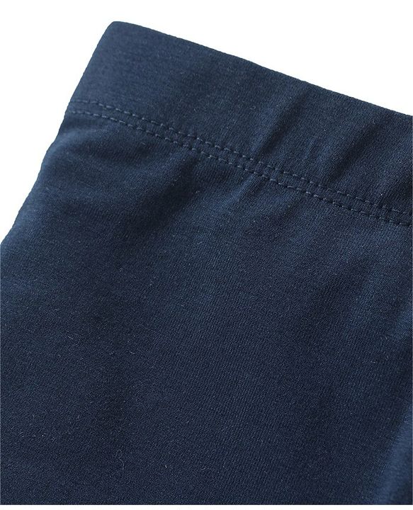 Babyhug Cotton Lycra Knit Solid Color Stretchable Leggings - Navy Blue