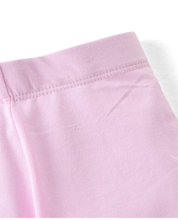 Babyhug Cotton Lycra Full Length Leggings Solid Color - Pink