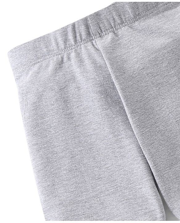 Babyhug Cotton Lycra Knit Solid Color Stretchable Leggings - Grey