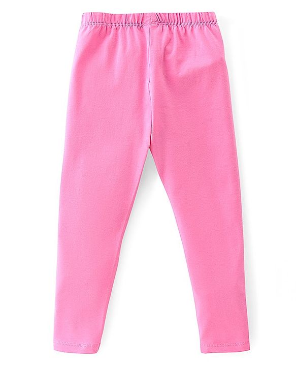 Babyhug Cotton Lycra Knit Full Length Leggings Floral Solid  & Polka Dot Print Pack of 3- Red Yellow & Pink