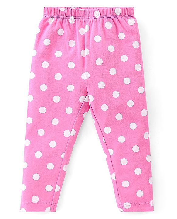 Babyhug Cotton Lycra Knit Full Length Floral & Polka Dots Printed Leggings Pack of 3 - Multicolor