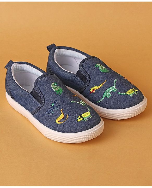 Cute Walk by Babyhug Dino Embroidered Casual Shoes - Navy Blue