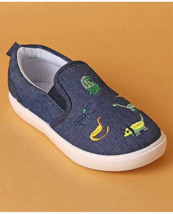 Cute Walk by Babyhug Dino Embroidered Casual Shoes - Navy Blue