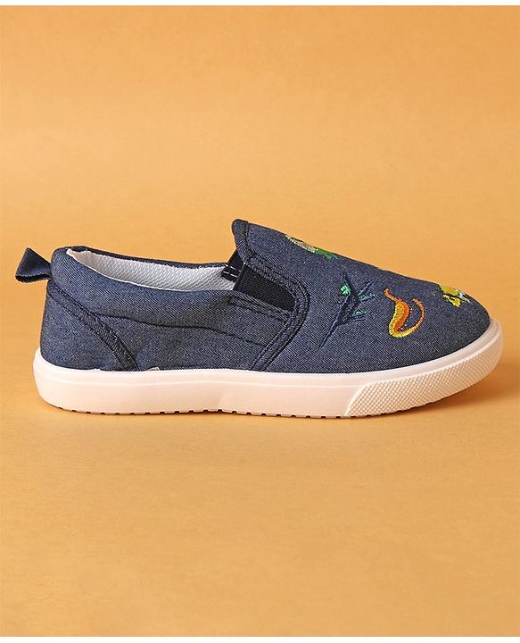 Cute Walk by Babyhug Dino Embroidered Casual Shoes - Navy Blue
