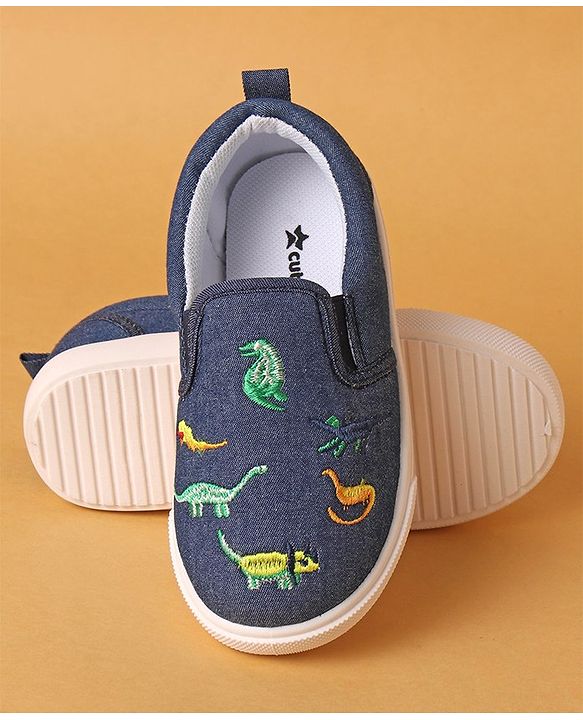 Cute Walk by Babyhug Dino Embroidered Casual Shoes - Navy Blue